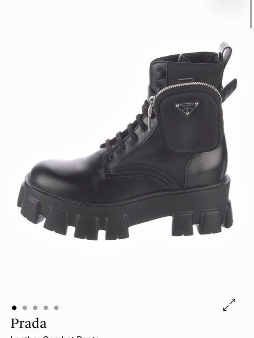Prada Monolith Brushed Leather and Re-Nylon Combat Boots with Pouch Monolith